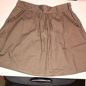 womens cute summer skirt Passport brown skirt studded M Cotton